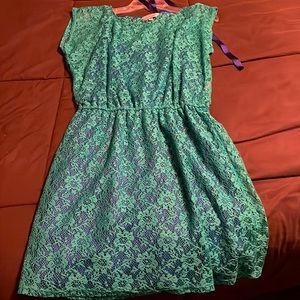 Dress with lace overlay